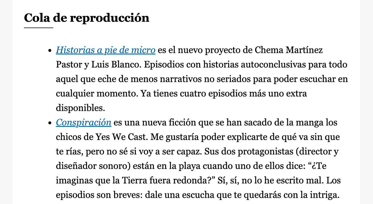 La newsletter Sonograma de <a href="/elpais_espana/">EL PAÍS España</a> recomienda el podcast "Historias a pie de Micro" esta semana. ¡Gracias por la mención! Seguimos trabajando para contar historias que entretengan y emocionen.