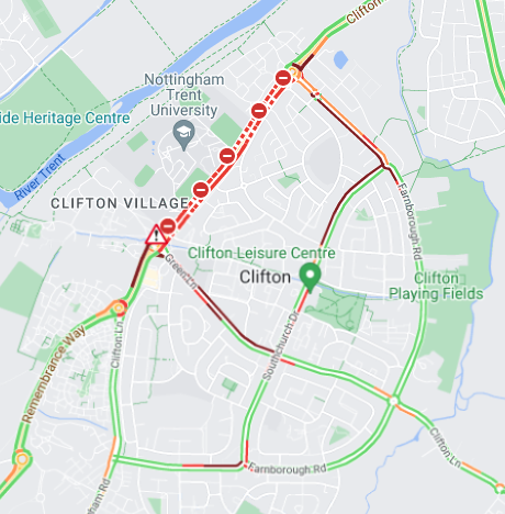 trentbartonland's tweet photo. ⚠️⛔ UPDATE - 10:10am 20/9/24 ⛔⚠️

Due to the ongoing incident causing the road closure of the Remembrance Way in Clifton, we are currently experiencing extended wait &amp; journey times of up to 45 minutes on our #skylinkexpress route. 

Please allow extra time for your travel. https://t.co/iFfny2ngIb