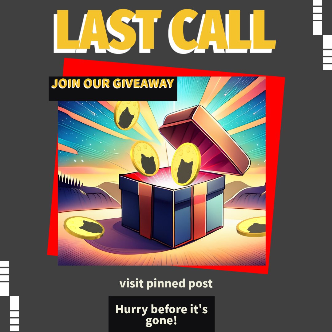 LAST CALL FOR GIVEAWAY!
Check pinned post and join, you can join until 11:59 PM UTC 20.09.2024.

#CatBase #Giveaway #Cryptocurrency