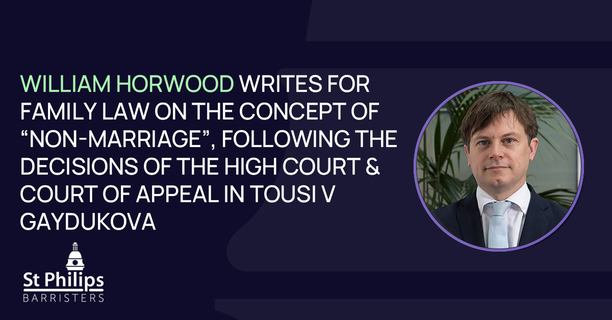William Horwood’s article written for Family Law considers previous criticisms of the breadth of the definition of “non-marriage”, and asks whether the concept should be confined to a much narrower strand of cases. 

Read more: familylaw.co.uk/news_and_comme…