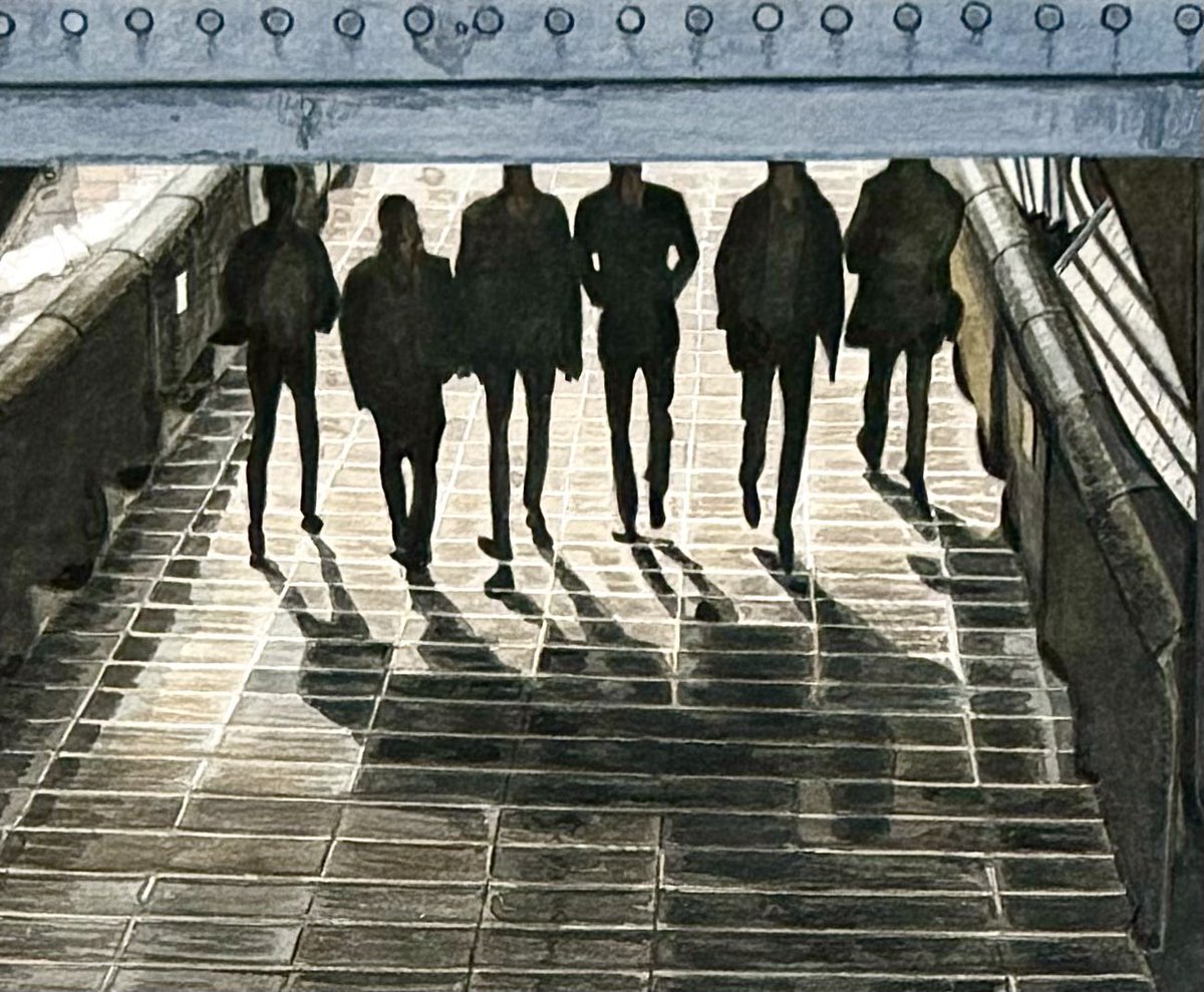 ‘The Posse’ heading to Leamington Spa Art Gallery &amp; Museum. One of my 20 #watercolours en route to my Spotlight Exhibition.
‘The Posse’ (detail) #Gouache 
<a href="/LeamSpaArtGall/">LeamGallery&Museum</a> #Leamington #Warwickshire