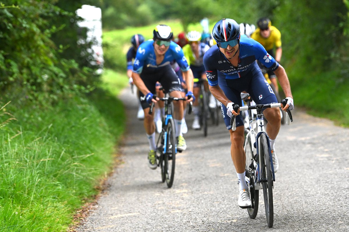 GroupamaFDJ's tweet image. Quatre coureurs sélectionnés en Équipe de France pour la course en ligne des Mondiaux le dimanche 29 🤩

▪ Romain Grégoire
▪ David Gaudu
▪ Valentin Madouas
▪ Rudy Molard