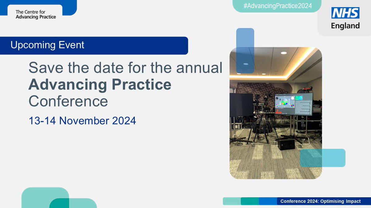 Save the date! The Advancing Practice Conference returns on Wednesday 13 to Thursday 14 November 2024. Find out more here: ow.ly/r1li50ToSgi 
#AdvancingPractice2024