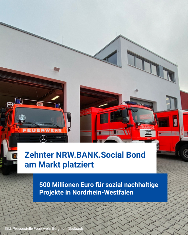 Wir haben unseren 10. Social Bond und den zweiten im Jahr 2024 emittiert. Über die Anleihe mit einem Volumen von 500 Millionen Euro und einer Laufzeit von 15 Jahren refinanzieren wir sozial nachhaltige Projekte in NRW. nrwbank.de/de/info-und-se… #Nachhaltigkeit #FördernWir #NRWBANK