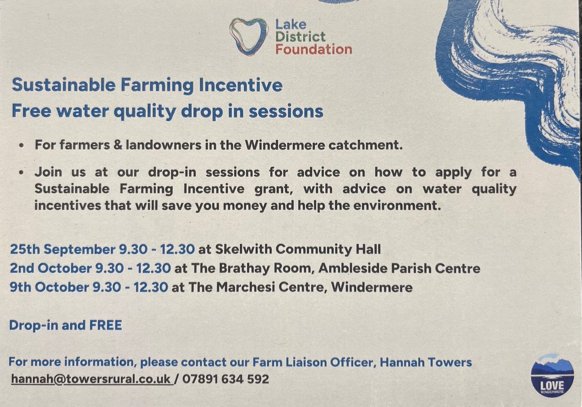 LakesFarming (@farminglakes) on Twitter photo An opportunity for farmers in the Windermere catchment to chat to local farm adviser, Hannah Towers, about SFI, water quality and grants available <a href="/lakesfoundation/">Lake District Foundation</a> <a href="/lakedistrictnpa/">Lake District</a> An opportunity for farmers in the Windermere catchment to chat to local farm adviser, Hannah Towers, about SFI, water quality and grants available <a href="/lakesfoundation/">Lake District Foundation</a> <a href="/lakedistrictnpa/">Lake District</a>