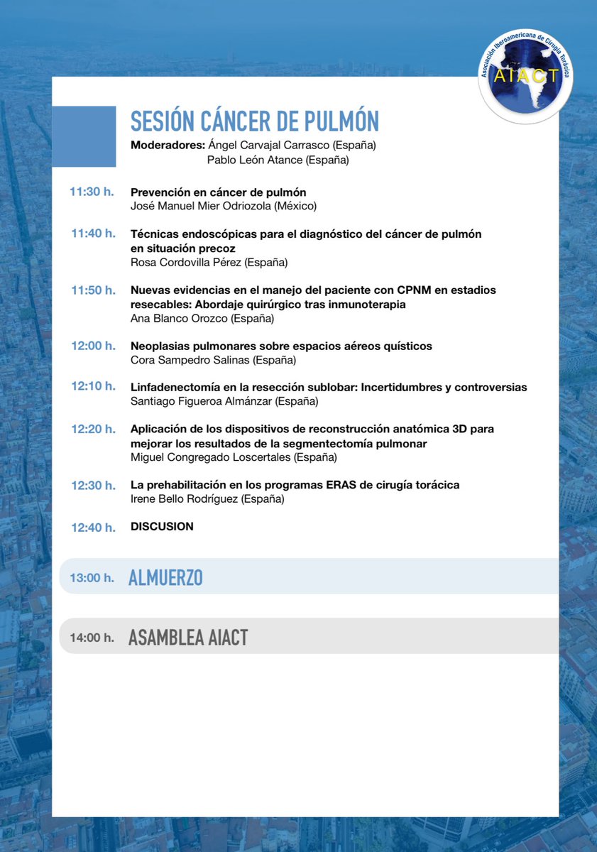aiactoracica's tweet photo. Compartimos con vosotros el programa de nuestro próximo Congreso AIACT, que se enmarca en el 6th International Joint Meeting on Thoracic Surgery…
Os esperamos!! 

#AIACT2024 #jointmeeting2024 #ThoracicSurgery https://t.co/Xw0sGOjkP2