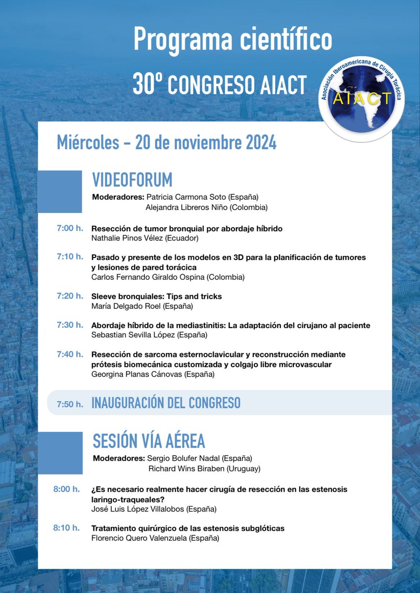 aiactoracica's tweet photo. Compartimos con vosotros el programa de nuestro próximo Congreso AIACT, que se enmarca en el 6th International Joint Meeting on Thoracic Surgery…
Os esperamos!! 

#AIACT2024 #jointmeeting2024 #ThoracicSurgery https://t.co/Xw0sGOjkP2