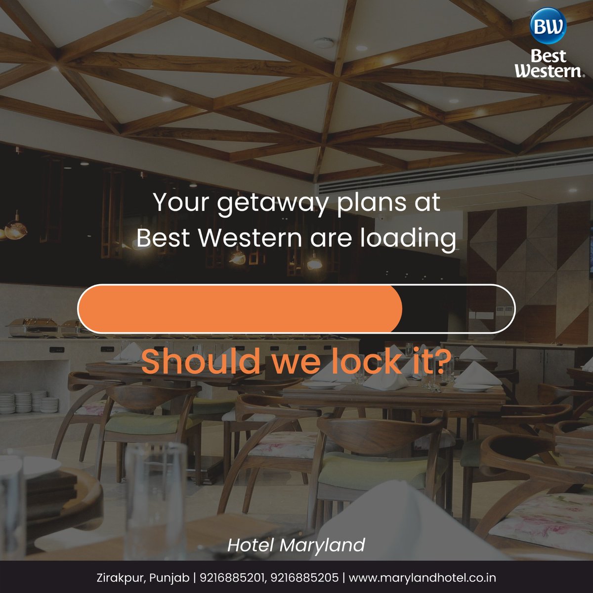 BWMaryland's tweet photo. Your getaway plans at Best Western are loading... 📷 Ready to lock it in? Book now and get set for a perfect escape! 📷📷
Reach us at:
📷 Call: 9216885200, 9216885205
📷 Address: Ambala Chandigarh Expy, Zirakpur, Punjab 140603
.
#bestwestern #rooms #DeliciousBuffet #BookingOpen https://t.co/cr96dsWwWD