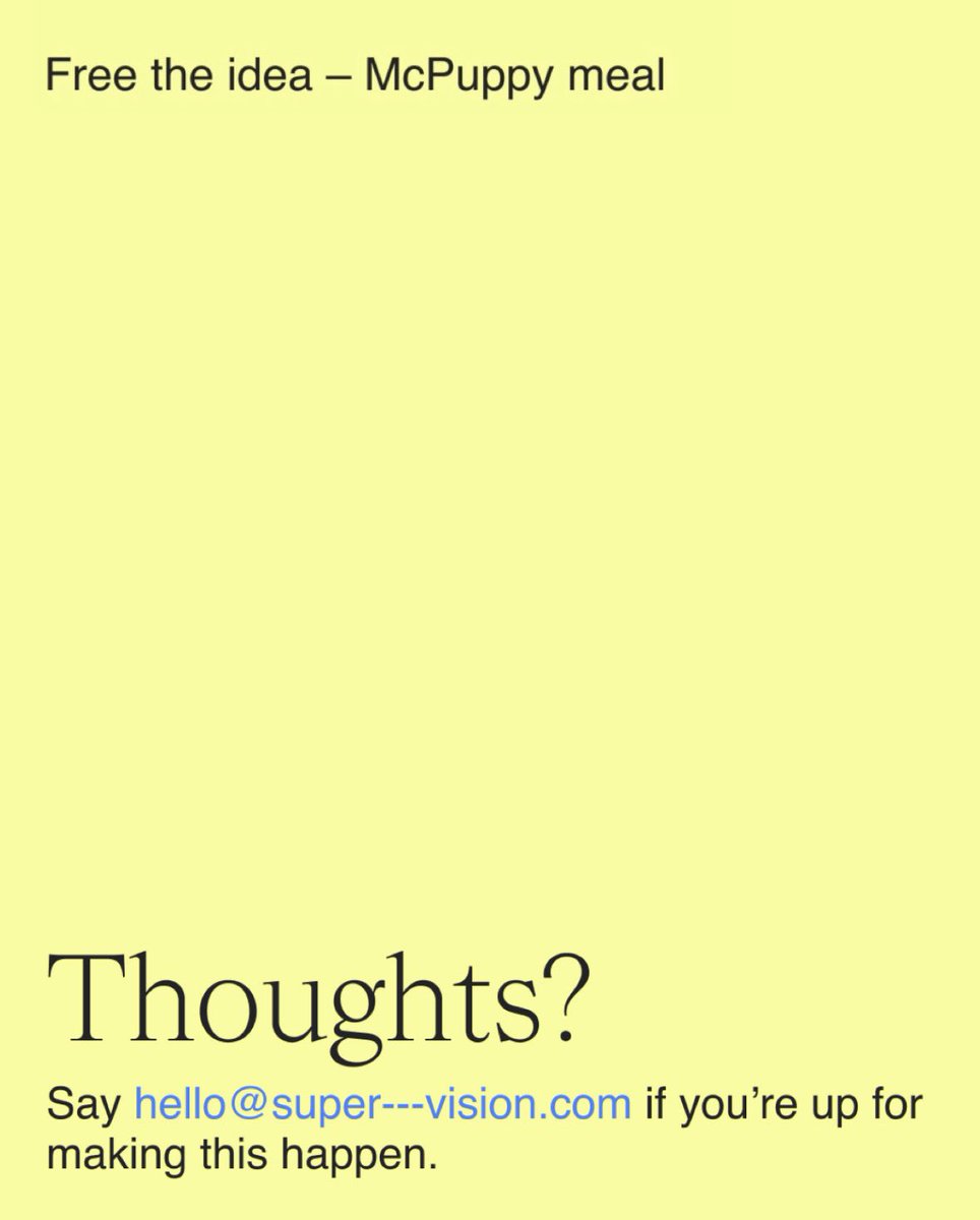 super____vision's tweet photo. How about this market expansion idea for McDonalds?
🫴🏼
”Free (the) idea” is our regular brainstorming practice for new and original concepts. https://t.co/QdWWqoeJkC