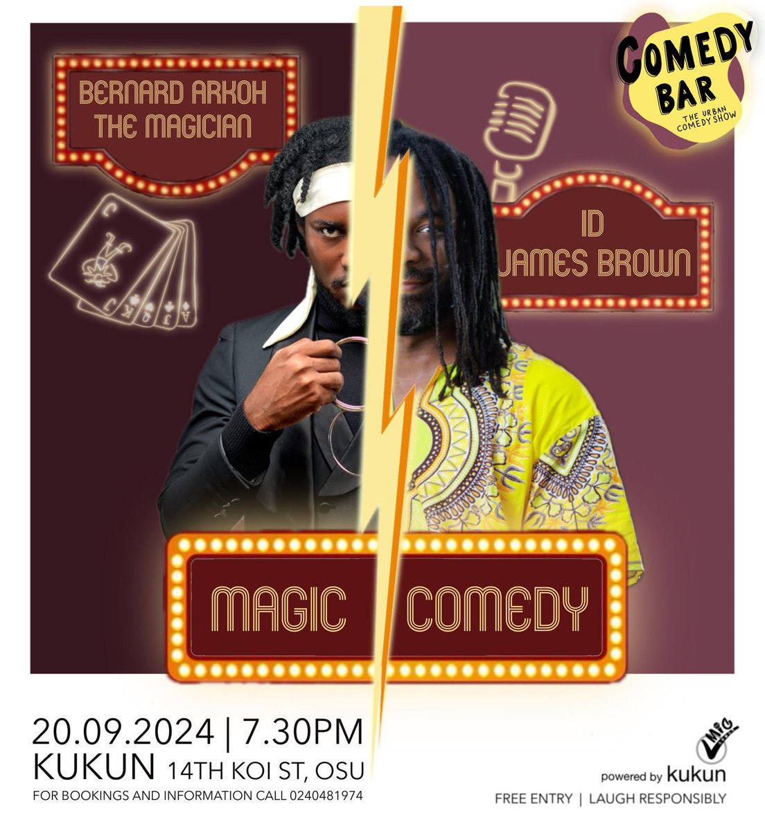Get ready to laugh until your sides hurt because our Comedy Bar is returning, and we've got something magical in store for you! 
Special Guest: A Magician! Prepare to be amazed as they make you laugh and leave you wondering, "HOW DID THEY DO THAT?"
7.30pm, Friday 20th September