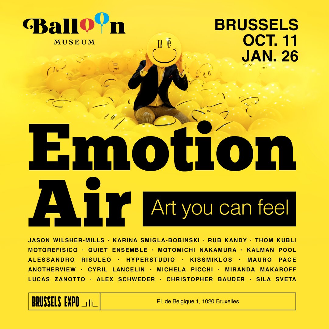 After having welcomed over 4.7 million visitors around the world, Balloon Museum - EmotionAir is heading to the heart of Europe!🎈Rome, Paris, Milan, Madrid, NY, London, Barcelona, Miami, ... &amp; now Brussels!
Opening on 11 Oct. in Hall 1 of #brusselsexpo 
🎫bit.ly/3zdOCey