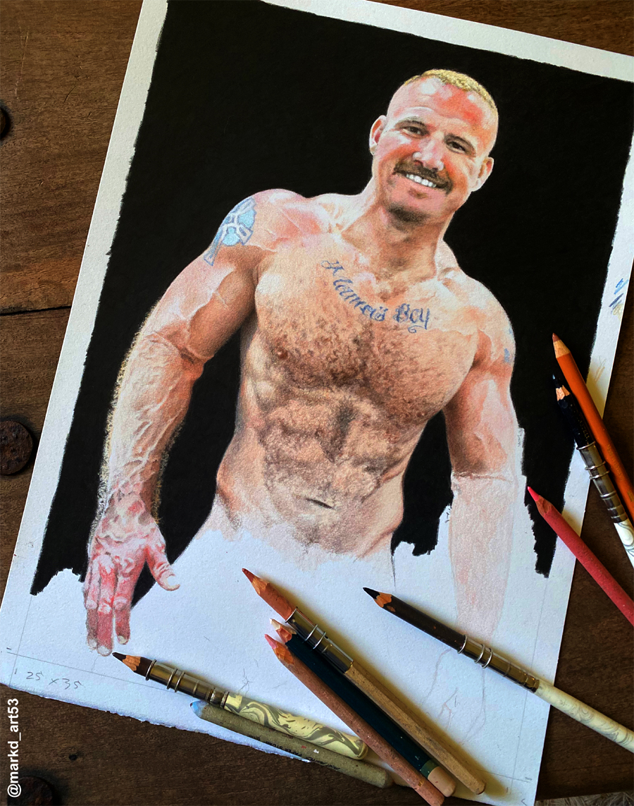 Work in progress
'Kyle' 
#pencildrawing #colourpencildrawing #colourpencilart #colorpencildrawing #colorpencilart #cheekybear #maninart