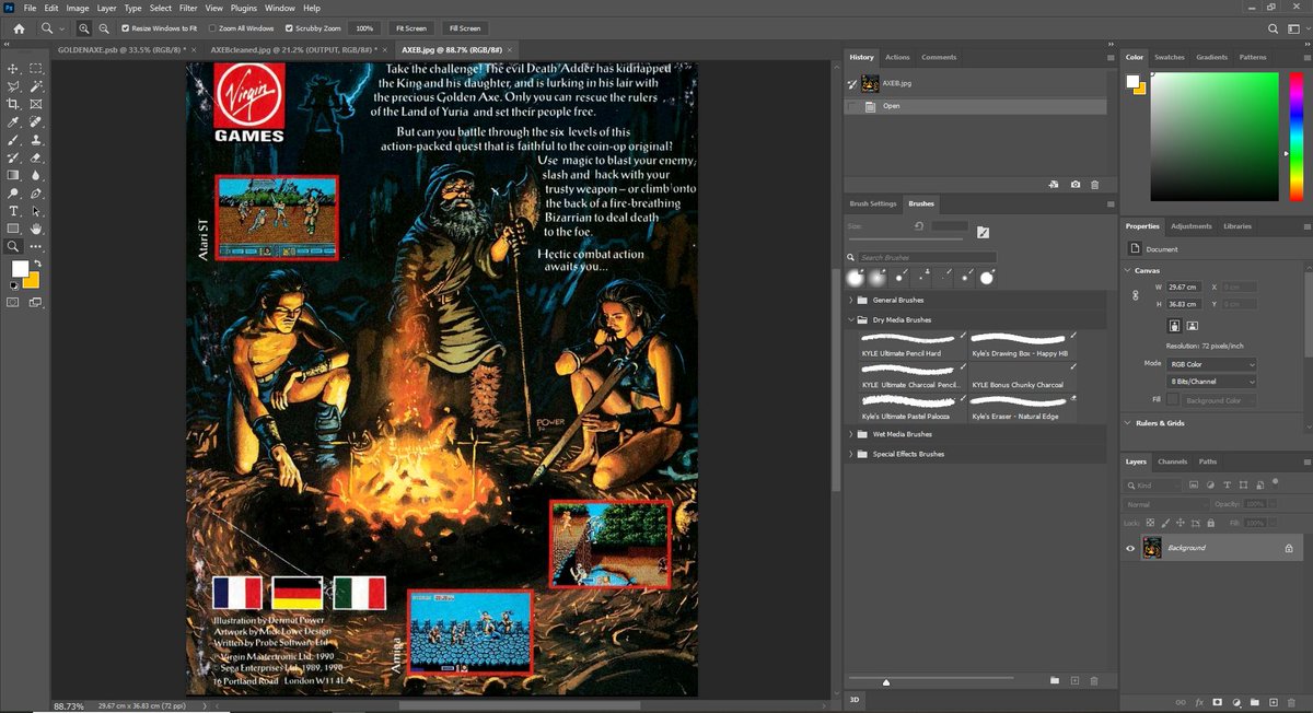 Golden Axe circa 1990 on the #commodore64 #spectrum &amp; #amstrad. Benefitting from a full back cover repair. Stripped down of all bacterias to a full high resolution poster using the tools within Photoshop. #shareyourgames #RETROGAMING #8bit 👍
