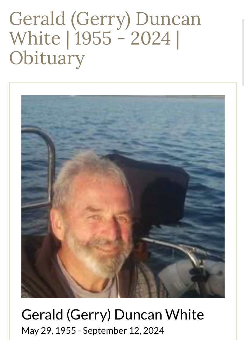 It was an honour to recognize the life and legacy of Gerald White in the Legislature.  No words can describe how great the loss is to be without the smile and never ending love and support we all benefited from our beloved Gerry. “ May you have fair winds and following seas”