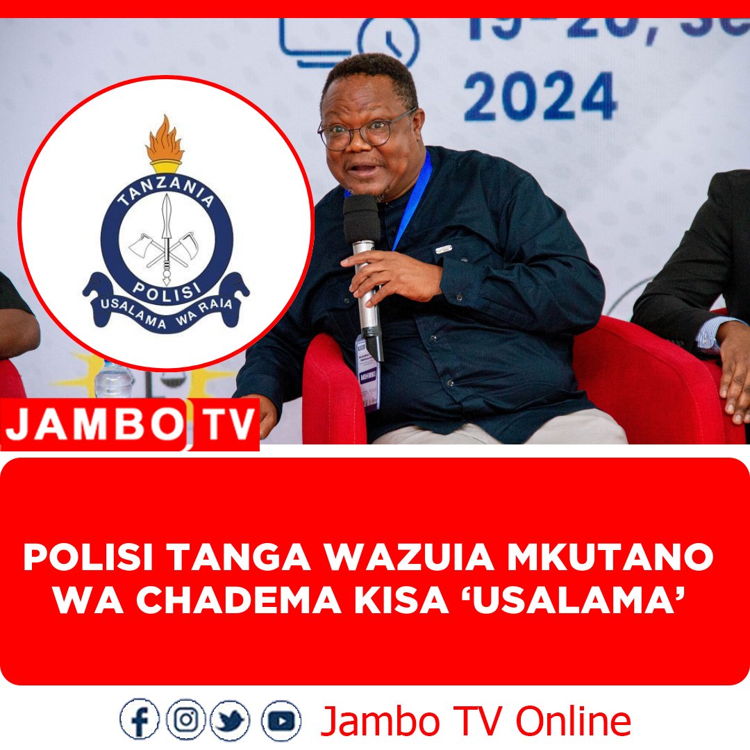 Jeshi la Polisi limezuia kufanyika kwa mkutano wa hadhara uliopangwa na Chama cha Demokrasia na Maendeleo (CHADEMA), ambao ulikuwa unatarajiwa kuhudhuriwa na Makamu Mwenyekiti wa chama hicho bara, Tundu Lissu, tarehe 20 Septemba 2024 kama mgeni rasmi.

Katika barua inayoonekana
