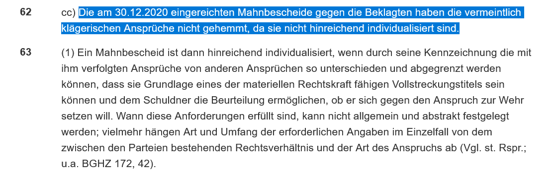 Praxistipp für angehende Juristen: 

Wenn es um 15.815.748,55 € geht und Verjährung droht, sollte man sich überlegen, ob man einen Mahnbescheid beantragt oder gleich Klage erhebt.  

Landgericht München I, Urteil vom 17. Septembe 2024 – 20 O 14715/21 e gesetze-bayern.de/Content/Docume…