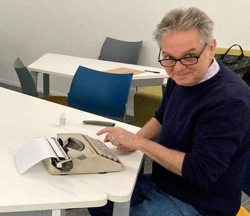 Arty types...Lecturer in Creative Writing <a href="/_UoW/">University of Winchester</a> Mark Rutter will be tapping out visual poems on his trusty at Olivetti Lettera 25 typewriter at arTTable at the Arc in Winchester on Saturday (21 Sept).  Find out more about the event at shorturl.at/gPACq.
