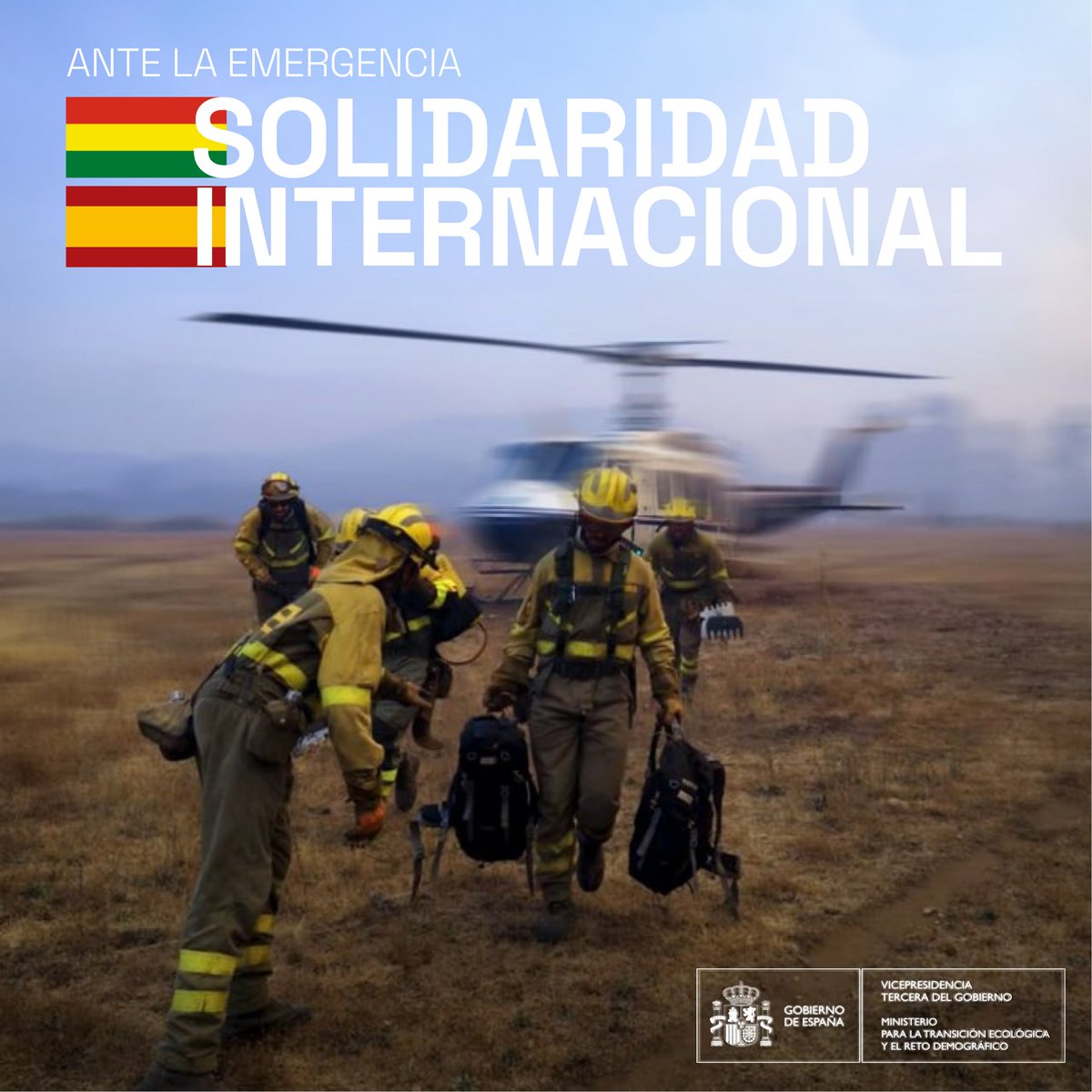 mitecogob's tweet photo. ⭕️ España apoya a Bolivia a luchar contra los incendios forestales que sufre desde hace meses

Aportamos equipo FAST compuesto por 8 expertos y brigada de 40 profesionales

🇪🇸🫱🏽‍🫲🏼🇧🇴

El Mecanismo de Protección Civil de la UE
► fortalece la cooperación ante cualquier emergencia https://t.co/XURhuBuUaJ