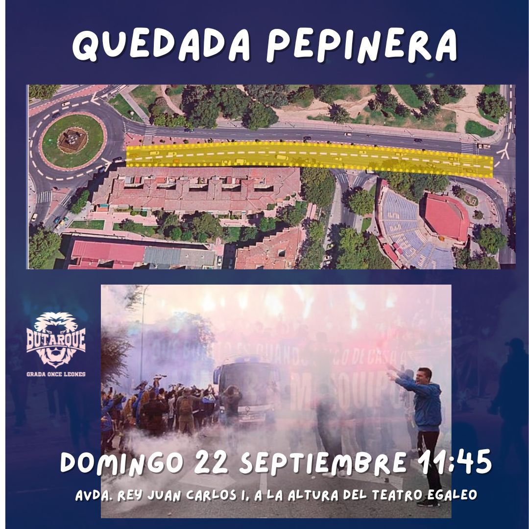 OnceLeonesLega's tweet photo. QUEDADA PEPINERA || El primer gol lo marcamos nosotros. Demos el último aliento a los nuestros antes del derbi.
Después todos juntos en metro y corteo hasta el estadio.
¡VIVE EL DERBI CON ONCE LEONES!
¡A SACO!
#RugeButarque https://t.co/Z9kmCpqv4P