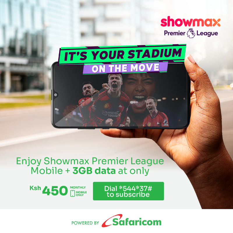 SafaricomPLC's tweet photo. Catch every EPL game LIVE on Showmax, wherever you are! ⚽ Dial *544*37# to get started and stay in the action. 🔥 #ShowmaxPL