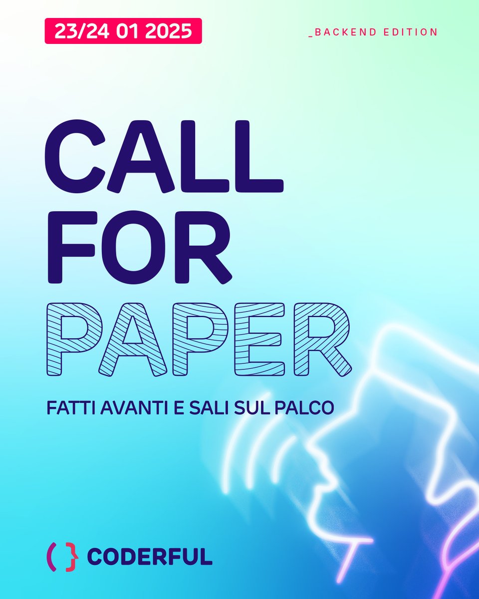 coderful's tweet image. 🗣️ Hai tanto da dire su #backend e #cloud?
Sei ancora in tempo per candidarti a diventare speaker dell’Edizione 1 / Backend.
A questo link: bit.ly/coderful-call-… trovi dettagli e requisiti , i contenuti che ci aspettiamo di ricevere e i benefit che offriamo.
#coderful #catania