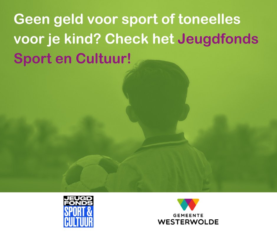 Wil je kind graag sporten? Of op dansles, muziekles of iets anders? Maar kun je dat niet betalen? Jeugdfonds Sport &amp; Cultuur Groningen kan het lidmaatschap betalen! Ze helpen ook als er spullen nodig zijn hiervoor. Check:  obi41.nl/c6y59ykz #sport #jeugdfonds #westerwolde