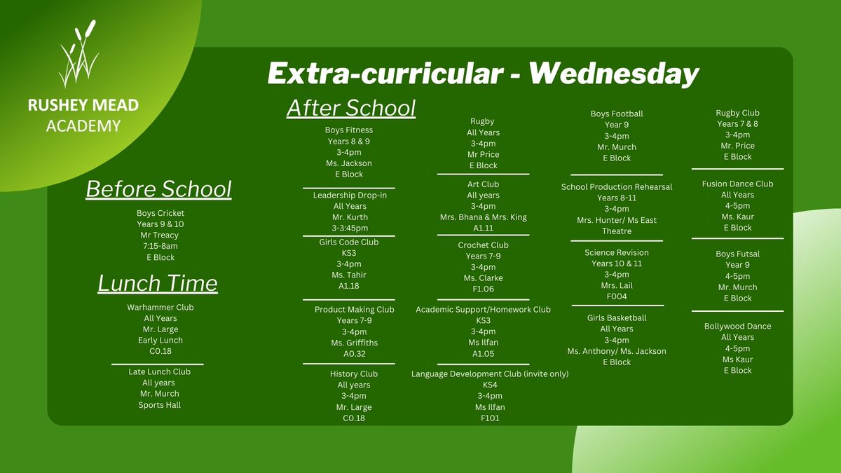 At Rushey Mead, we’re committed to student growth beyond exams. Our dedicated teachers run clubs in sports, coding, art, dance, robotics, and more, with opportunities like student council, school productions, and charity events. #StudentLife #BeyondExams #ExtraCurricular