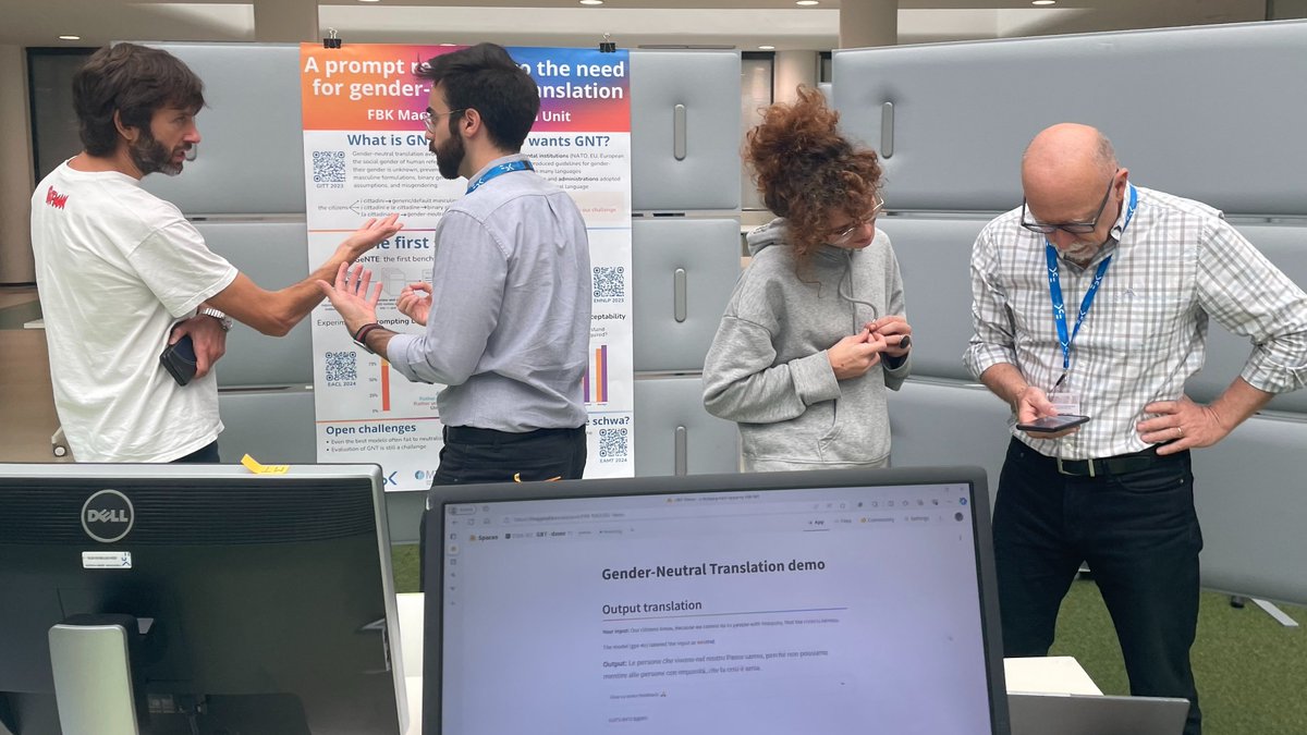 MT Group at FBK (@fbk_mt) on Twitter photo Our <a href="/apierg/">Andrea Piergentili</a> and <a href="/BeatriceSavoldi/">BeatriceSavoldi</a> presenting the live demo and poster for Gender-Neutral Translation with #LLMs at the <a href="/DI_FBK/">DigitalIndustry-FBK</a> Demo Day.
🩷Are you interested? The poster is available here:
drive.google.com/file/d/1lTXLaj… Our <a href="/apierg/">Andrea Piergentili</a> and <a href="/BeatriceSavoldi/">BeatriceSavoldi</a> presenting the live demo and poster for Gender-Neutral Translation with #LLMs at the <a href="/DI_FBK/">DigitalIndustry-FBK</a> Demo Day.
🩷Are you interested? The poster is available here:
drive.google.com/file/d/1lTXLaj…
