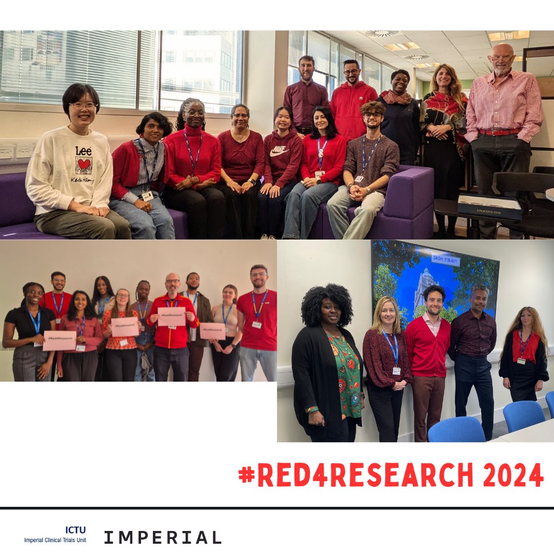We're celebrating #Red4Research Day 2024! 🎉
and everyone involved in research: participants, supporters &amp; teams like our Imperial #ClinicalTrials Unit staff. We're wearing red to support the mission to deliver better health outcomes through high quality, innovative research