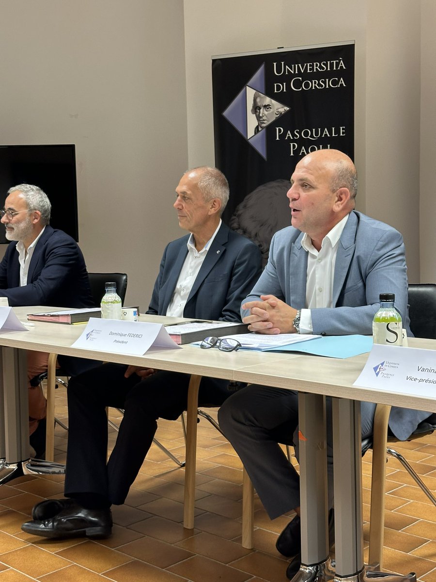 #UnivCorse et le <a href="/CNRS/">CNRS 🌍</a> signaient la nouvelle convention cadre liant les deux institutions pour la période 2024-2028 ce jour au Centre d’études Scientifiques Georges Peri, en présence de :
-  Dominique Federici, Président de l’Université de Corse
-  Antoine Petit, PDG du CNRS