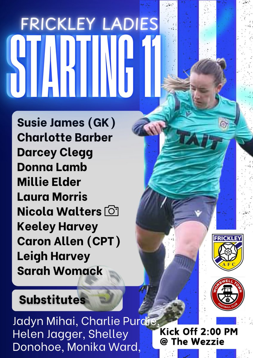 FrickleyLadies's tweet photo. ✨️✨️ LADIES FIXTURE ✨️✨️

Frickley Athletic Ladies are playing in the iconic stadium on Westfield Lane formally known as "The Wezzie".

Got a free hour on Sunday? Get yourself down to support these ladies 💪

2pm Kick off
Free entry https://t.co/eBoT0Hct8f