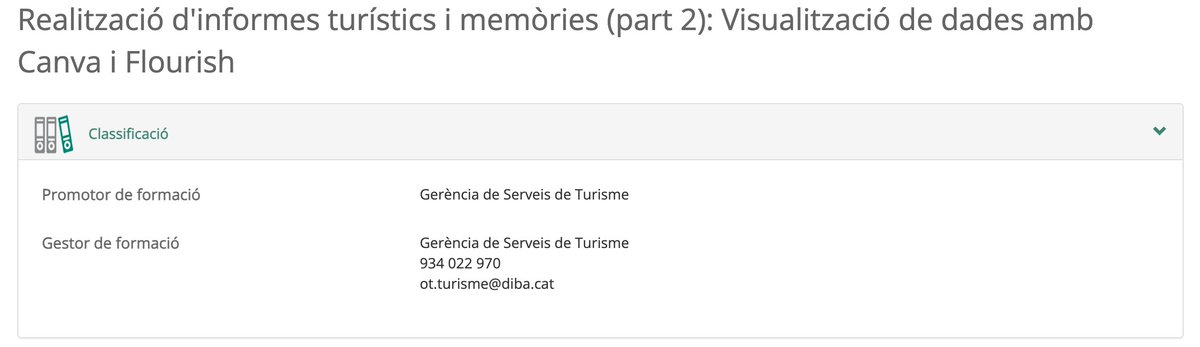 TurismeDIBA (@turismediba) on Twitter photo 👩🎓Curs de videoformació Realització d'informes turístics i memòries (part 2): Visualització de dades amb Canva i Flourish
🗓️De l'1 al 31 d'octubre
🎯Dirigit a tècnics de turisme i de comunicació
📝Últimes places: aplicacions.diba.cat/gestforma/publ…
#LABturisme #formació <a href="/diba/">Diputació de Barcelona</a> <a href="/FormacioDIBA/">Formació Diputació de Barcelona</a> 👩🎓Curs de videoformació Realització d'informes turístics i memòries (part 2): Visualització de dades amb Canva i Flourish
🗓️De l'1 al 31 d'octubre
🎯Dirigit a tècnics de turisme i de comunicació
📝Últimes places: aplicacions.diba.cat/gestforma/publ…
#LABturisme #formació <a href="/diba/">Diputació de Barcelona</a> <a href="/FormacioDIBA/">Formació Diputació de Barcelona</a>