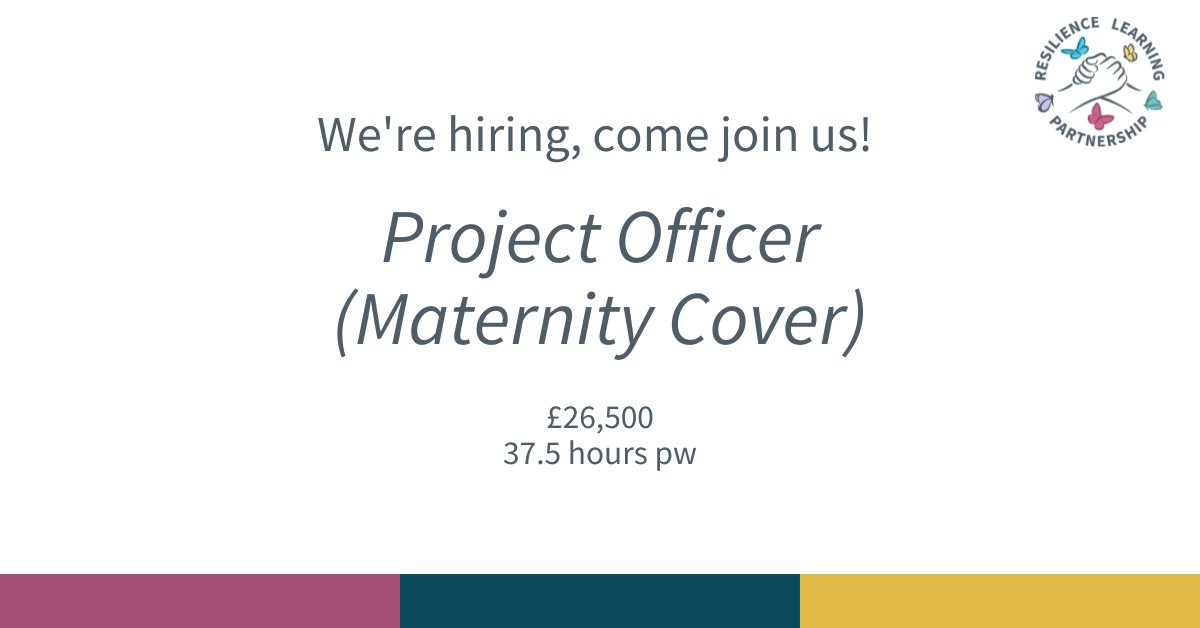 We are looking for an awesome person to join our team!

🔸Project Officer (Maternity Cover)
🔸£26,500
🔸Full time 9-5pm
🔸Closing date midday Monday 14th October 9am

Apply using below link🔗
resiliencelearningpartnership.co.uk/we-are-hiring-…

We can't wait to hear from you!🙌

#TraumaInformedOrganisation