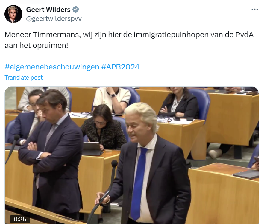 Joop den Uyl maakte in 1973 een eind aan de werving van gastarbeiders die door rechts  conservatieve regeringen hierheen waren gehaald.
Job Cohen was staatsecretaris en heeft een strenger vreemdelingenwet ingevoerd. 
Wilders verteld zoals gewoonlijk sprookjes.
#APB2024