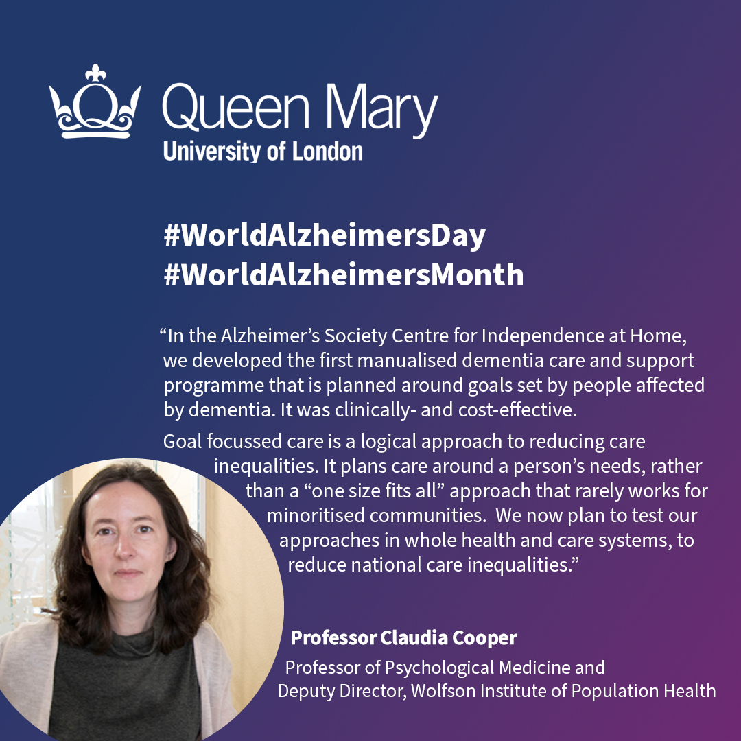 Professor <a href="/ClaudiaACooper1/">Claudia</a> speaks about the <a href="/NIDUS_study/">The NIDUS Study</a> and the importance of goal-focussed care in #dementia : #WorldAlzheimersDay #WorldAlzheimersMonth