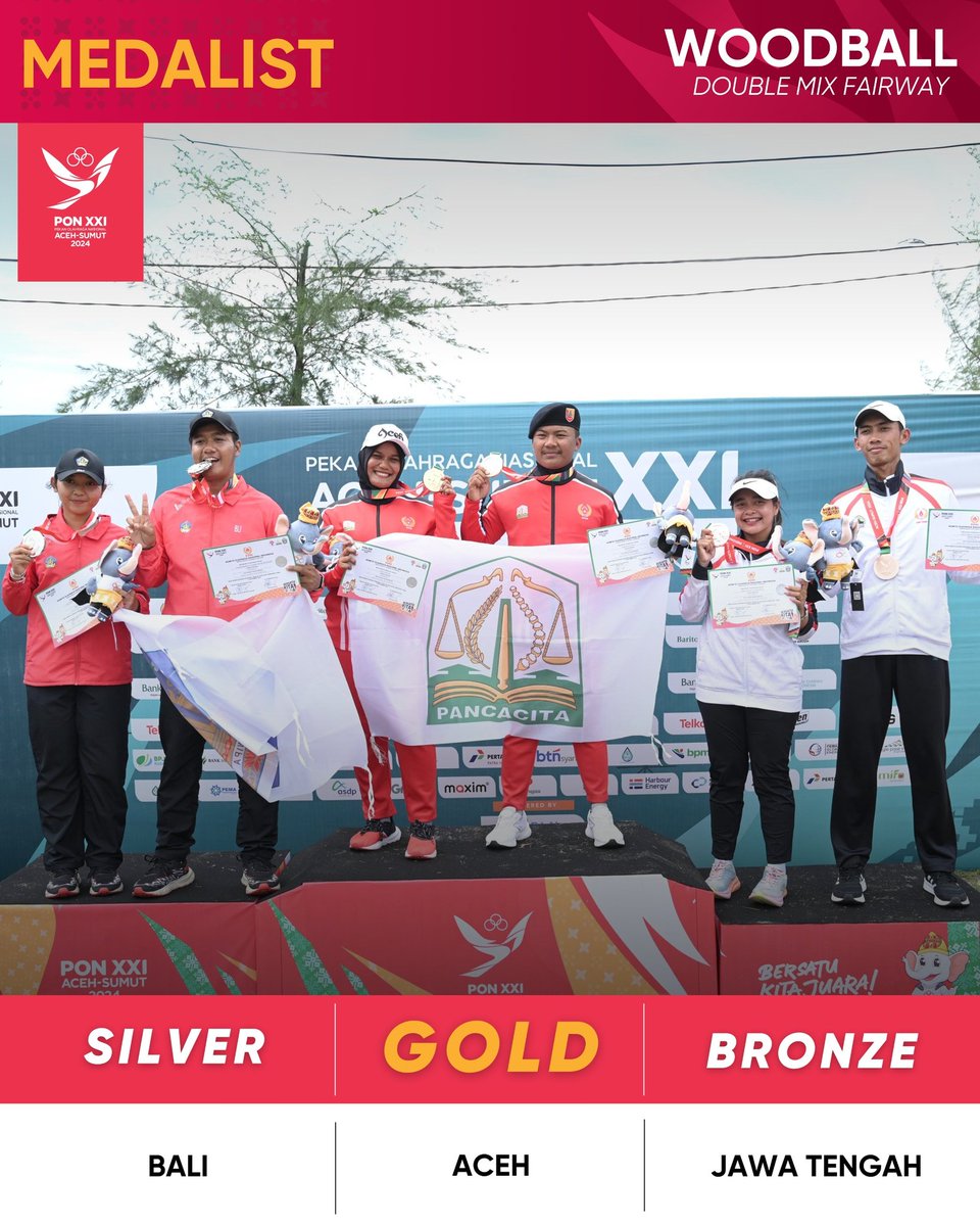 Update medali cabor Woodball - Double Mix Fairaway.
Krue Seumangat Aceh 🥳🎉

📷 MC PON XXI Aceh/Riza Azhari

#PONXXIAcehSumut2024 
#PONXXIAceh
#BersatuKitaJuara