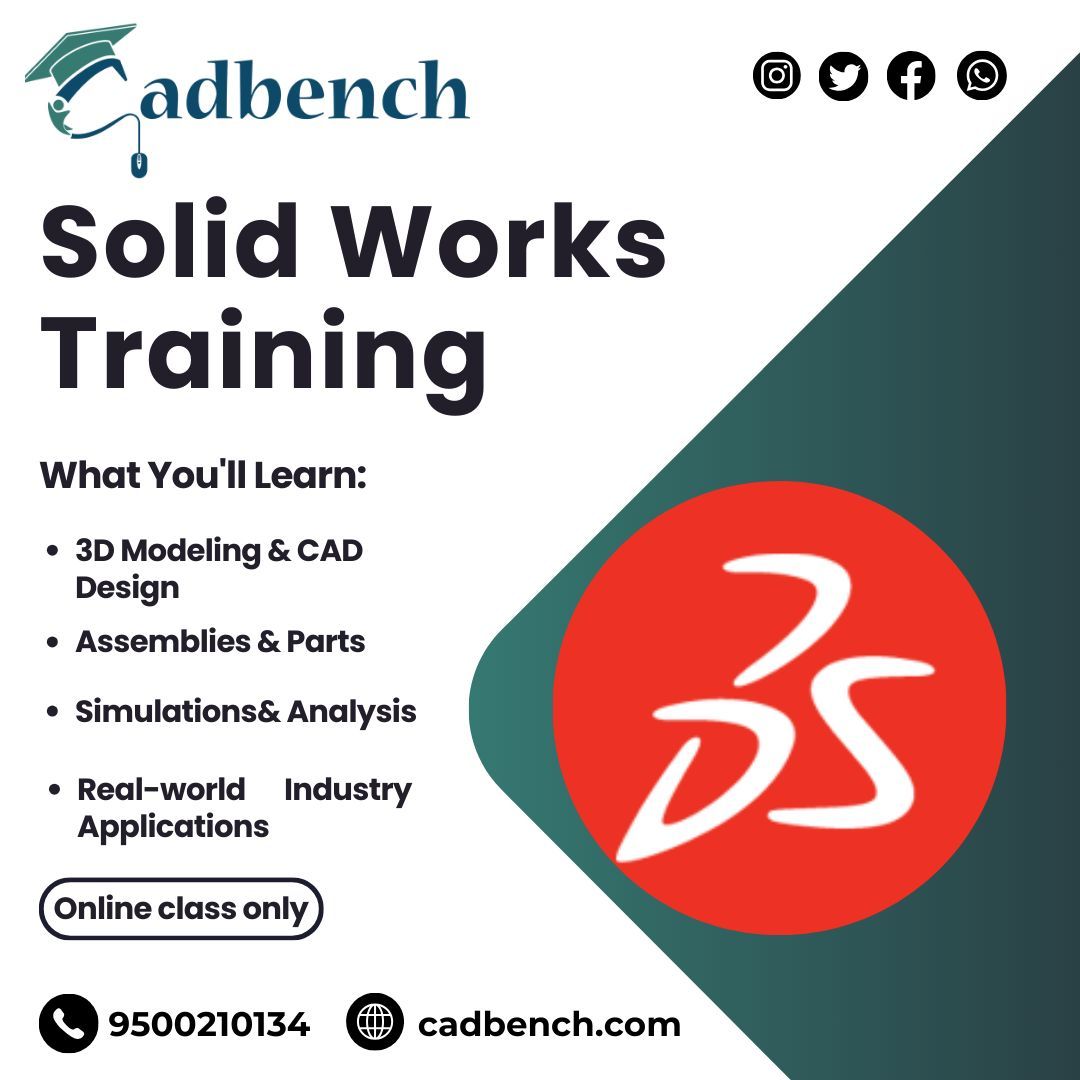 cadbench's tweet image. Kickstart your career with hands-on SolidWorks expertise! 🚀

Contact us at +91 9500210134 to enroll! 

#CADBench #SolidWorksTraining #3DModeling #CADDesign #EngineeringSkills #OnlineLearning #IndustryApplications #DesignMastery #EngineeringFuture