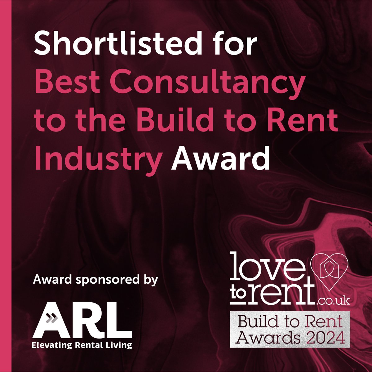 We're delighted to announce that we have been shortlisted for the Best Consultancy to the Build to Rent Industry Award for the Love to Rent BTR Awards 2024. 

We're very proud of the SAY team for all their efforts in achieving this, and congratulations to all the nominees!