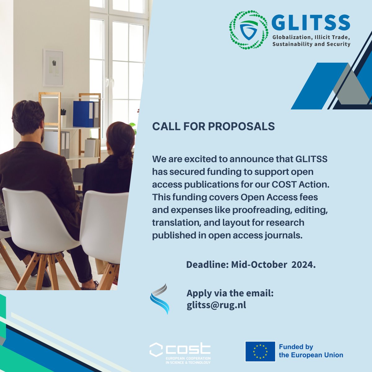 Illicit Trade and Globalisation Cost Action GLITSS (@ca_glitss) on Twitter photo 📢Alert: Open Access Publication Funding Available!
🗓️ Deadline: Mid-October 2024
Eligibility: Articles must involve researchers from 3+ countries and be tied to our COST Action.
📧 Email: glitss@rug.nl to apply! 📢Alert: Open Access Publication Funding Available!
🗓️ Deadline: Mid-October 2024
Eligibility: Articles must involve researchers from 3+ countries and be tied to our COST Action.
📧 Email: glitss@rug.nl to apply!