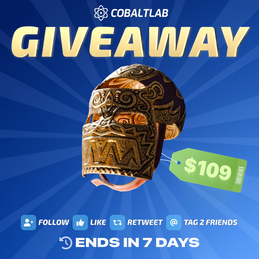 Cobaltlabrust's tweet image. Rust skin Giveaway! 🎉
$109 Legendary Gold Facemask
• Follow @Cobaltlabrust
• Like &amp; Retweet
• Tag 2 friends
– Ends in 7 days⏰
