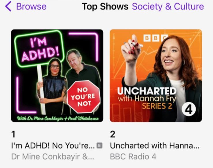MineEYMind's tweet photo. BOOOOOOOOOOOM! 🎊💥❤️
Our Podcast series, 'I'm ADHD! No You're Not' is #1 in the Society &amp; Culture chart &amp; #9 in the @Apple chart!
Incredibly proud - &amp; grateful to everyone supporting it ❤️ 

🎙Please listen, share &amp;  leave a rating/brief comment here:
https://t.co/Oa2GxtpcqP https://t.co/YKcXV22QwW