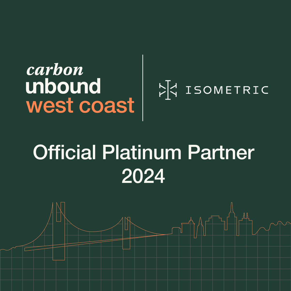 As a long-standing partner of Unbound Summits, we're thrilled to welcome <a href="/Isometric_HQ/">Isometric</a> as a Platinum Sponsor for Carbon Unbound #WestCoast in San Francisco this October 🌉

➡️ Discover how Isometric is building trust in #CarbonRemoval at isometric.com.
#NetZero #CDR