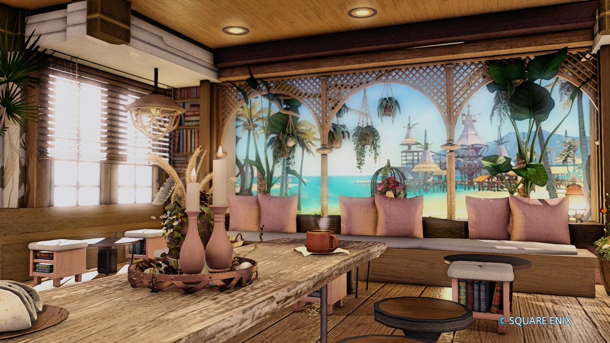 phrontomiqo's tweet photo. Rosy Breeze Cafe (S)
Kujata - Mist - W13 P57
Seaside cafe with rosy and warm tones. My first comm from a JP client.
#FF14ハウジング #HousingEden #phrontodesign https://t.co/HLK3CUF6hq