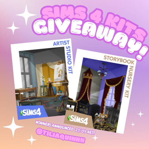 tiliaquinnn's tweet photo. ✨GIVEAWAY TIME!✨

Thanks to @sims_anz and @EA , I'm giving away x2 codes EACH for the new Sims 4 Kits, Storybook Nursery, and Artist Studio!

To enter simply:

🌸 Follow @tiliaquinnn 
🌸 Retweet this tweet
🌸 Comment which kit you're looking forward to building with the most! https://t.co/tCBBFsoOxq