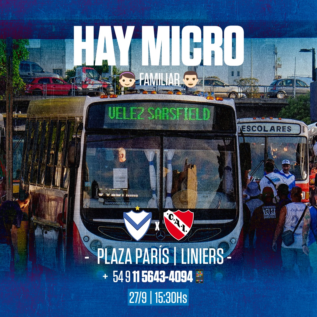 hinchada_velez's tweet photo. 🚍¡Vamos a Lanús!🕰️Salimos 15:30📍Plaza París | Liniers💰4.500 c/u
Coordinador: @diegogh_velez
📱+54 9 11 5643-4094
Micro Familiar 👩🏻‍🦳🧑🏻‍🦱 Todos sentados https://t.co/35Ph5IeVcQ