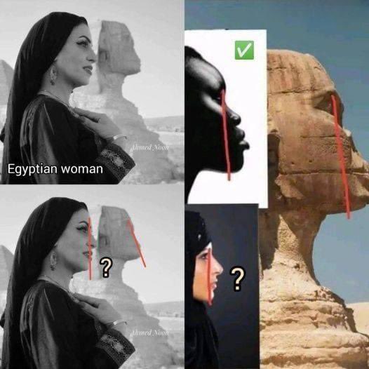 The prognathism Of the Sphinx doesn’t match with current egyptian’s. For me, The Sphinx is the highest significant proof that ancestors printed in stone for Eternity. No matter how ancient Egypt became multi-racial because of Eurasians invasions, it was a Black civilization at