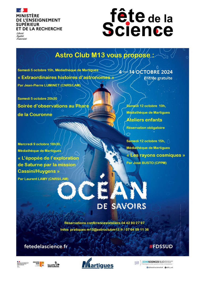 astroclubm13's tweet photo. C'est bientôt la fête de la science! En partenariat avec @LAM_Marseille et la médiathèque de #Martigues, nous proposons trois conférences, des ateliers enfants et une soirée d'observation du ciel. Venez nombreux ! https://t.co/nP75ErP0nj