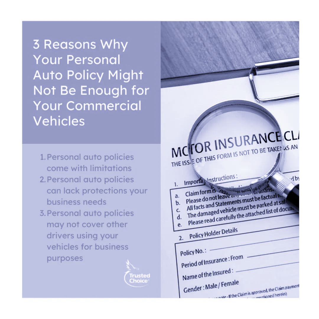 AkronTim's tweet image. Are you relying on personal auto insurance for commercially used vehicles? It might not be enough to cover an accident. Let's talk about this in more detail.

#autoinsurance #RiskMgr

Contact us at 330-253-4501 or tim@insuranceserviceagency.com