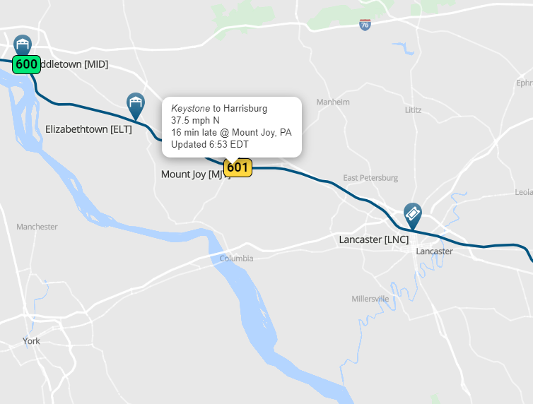 AmtrakStatus's tweet image. ALERT! 📷 Train 601 'Keystone' is running behind schedule by 0 hour and 16 minutes.
Need to know when it arrives? Track your train in real-time: trains-today.com/train/amtrak-6…
📷 Stay on track with us! #Amtrak #TrainRealTime