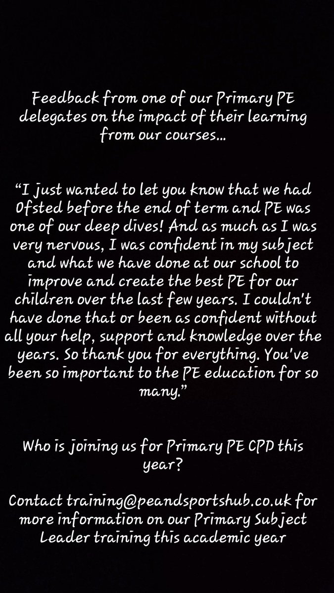 Contact us at training@peandsportshub.co.uk